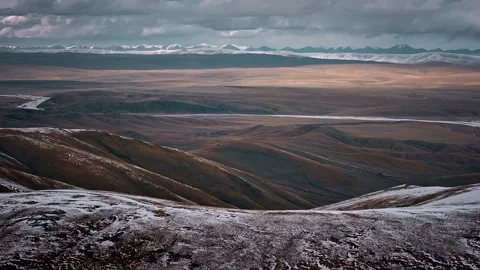 Aerial view of snow-capped mountains, Stock Footage 324979562