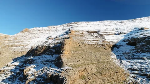 Aerial view of snow capped rocks and mountains in Mardin. 4K Footage in Turkey Stock Footage 147176042