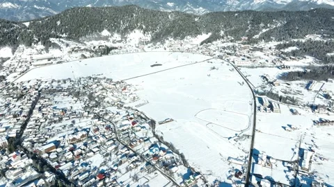 Aerial view of snow covered Bakuriani, Georgia 스톡 동영상 167405171