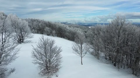 Aerial View of Snow-Covered Landscape Stock Footage 326379765