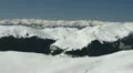 Aerial View Snow Covered Mountains Panorama Beautiful Winter Alpine Landscape HD Footage