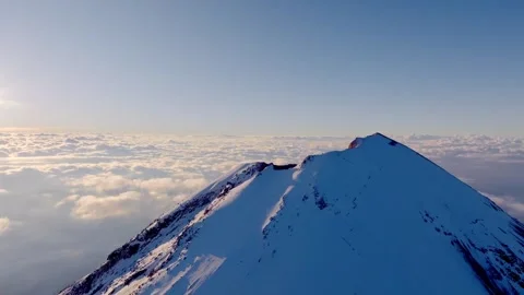 Aerial view of the snow covered summit of Pico de Orizaba volcano in Mexico. Stock Footage 344349159