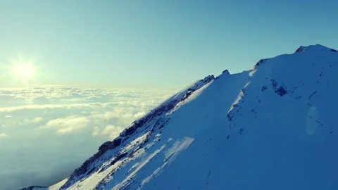 Aerial view of the snow covered summit of Pico de Orizaba volcano in Mexico. Stock Footage 344349185