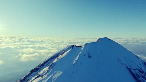 Aerial view of the snow covered summit of Pico de Orizaba volcano in Mexico. Stock Footage 344349437