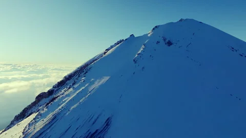 Aerial view of the snow covered summit of Pico de Orizaba volcano in Mexico. Stock Footage 344349496