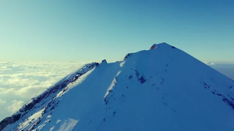 Aerial view of the snow covered summit of Pico de Orizaba volcano in Mexico. Stock Footage 344349702