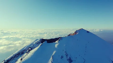 Aerial view of the snow covered summit of Pico de Orizaba volcano in Mexico. Stock Footage 344350004