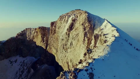 Aerial view of the snow covered summit of Pico de Orizaba volcano in Mexico. Stock Footage 344352268