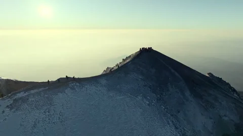 Aerial view of the snow covered summit of Pico de Orizaba volcano in Mexico. Stock Footage 344352381