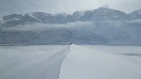 Aerial View of Snow-Covered Valley, Pakistan Stock Footage 345743779