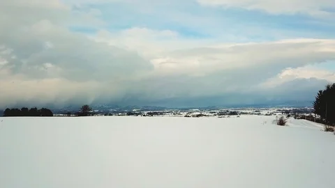 Aerial view of snow farm in winter, Toyako , Hokkaido, Japan Stock Footage 108908643