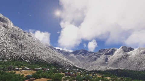 Aerial view of snow at Lukla in Chaurikharka. Nepal Vídeo Stock 310472553