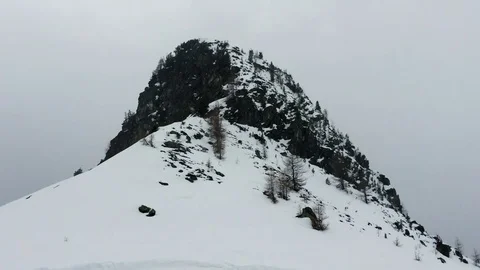 Aerial View Of Snow Mountain Stock Footage 76035732