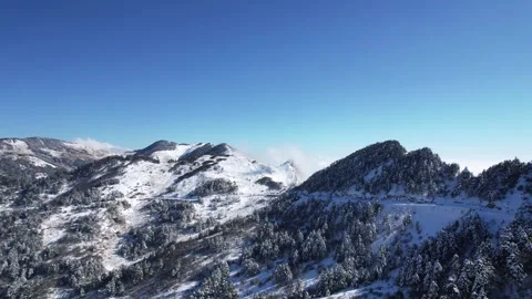 Aerial View of Snow Mountain Main Peak Continuous Mountain Group in Shennongjia Stock Footage 337938902