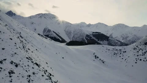 Aerial view of snow mountain range landscape Video stock 139796245
