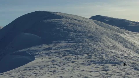 Aerial view of snow mountain range landscape. Winter drone footage. Carpathia Stock Footage 165815195
