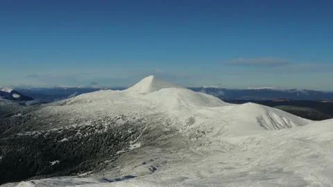 Aerial view of snow mountain range landscape. Winter drone footage. Carpathia Stock Footage 165815197