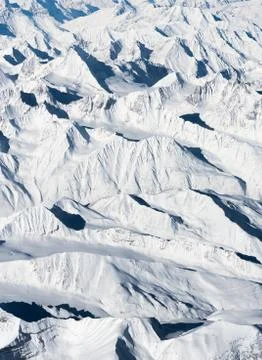 Aerial view of snow mountain range 스톡 사진