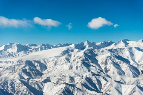 Aerial view of snow mountain range Stock Photos