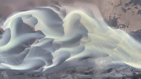 Aerial view of snow patterns in Selfoss, Iceland. Stock Footage 337514860