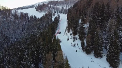 Aerial view of snowcats preparing ski slopes Vídeos de archivo 301711249