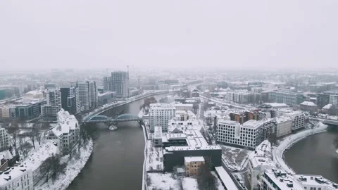Aerial view with snowfall  Stock Footage 226942418
