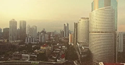 Aerial view. snowflakes falling down. First day of winter Stock Footage 68082569
