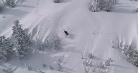 Aerial view of a snowmobile Stock Footage 149109400