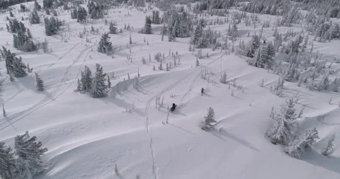 Aerial view of a snowmobile Stock Footage 149109709