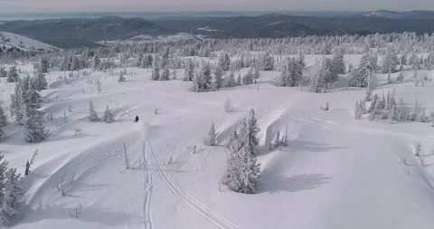 Aerial view of a snowmobile Stock Footage 149109926