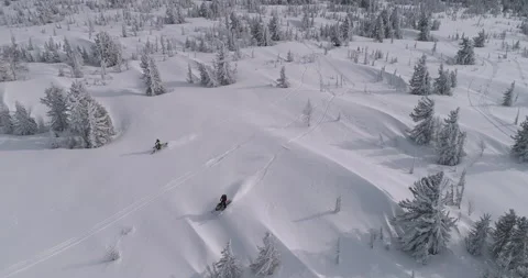 Aerial view of a snowmobile Stock Footage 149109976