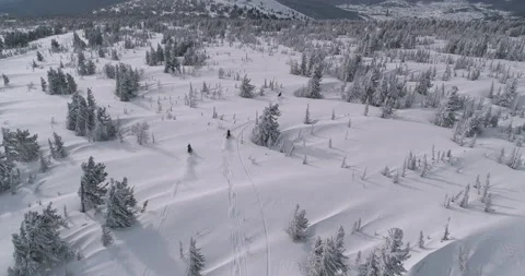 Aerial view of a snowmobile Stock Footage 149110358
