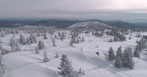 Aerial view of a snowmobile Stock Footage 149110446