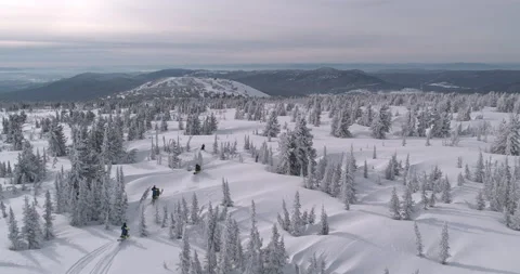 Aerial view of a snowmobile Stock Footage 149110654