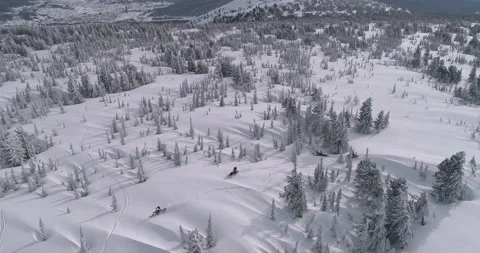 Aerial view of a snowmobile Stock Footage 149110773