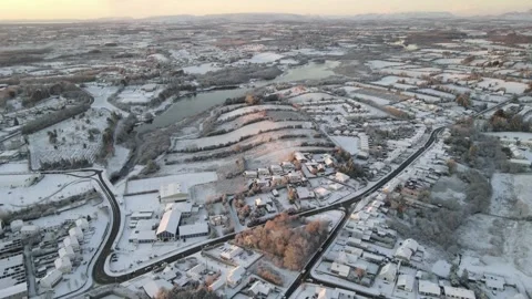 Aerial view of a snowy morning Stock Footage 292013209