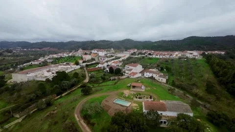 Aerial View of So Bartolomeu de Messines and Monchique Hills, Portugal Stock Footage 326635160