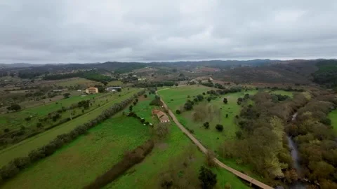 Aerial View of So Bartolomeu de Messines and Monchique Hills, Portugal Stock Footage 326635188