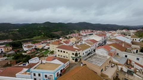 Aerial View of So Bartolomeu de Messines and Monchique Hills, Portugal Stock Footage 326635242