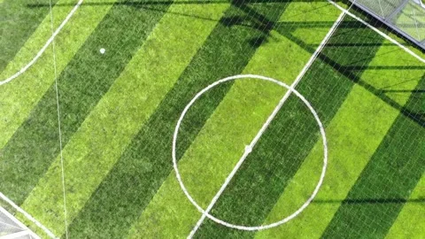 Aerial View of Soccer Field with Artificial Grass and Boundary Markings Stock-Footage 339267445