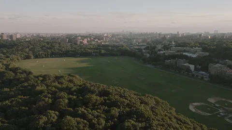Aerial view of soccer fields at Van Cortlandt Park Stock Footage 347119967