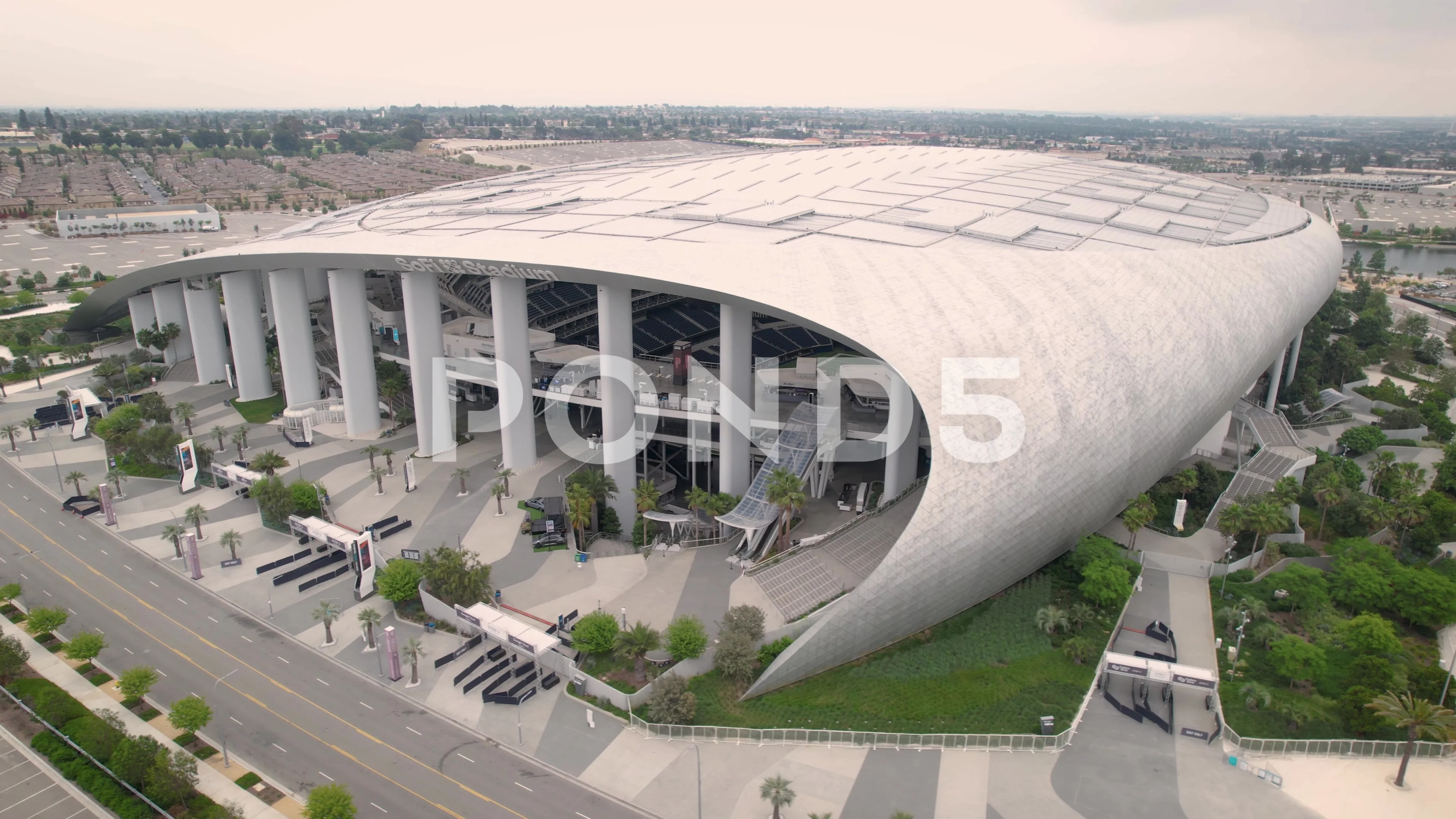 Aerial 4K footage of empty SoFi Stadium in Inglewood before Super Bowl LVI  in Los Angeles, Californi, Stock Video - Envato Elements