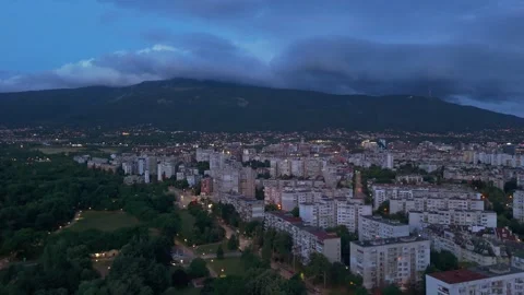 Aerial view of Sofia city lights at night Video stock 340012150