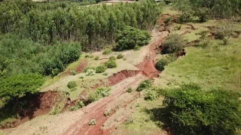 Aerial view of soil erosion in Ethiopia... | Stock Video | Pond5