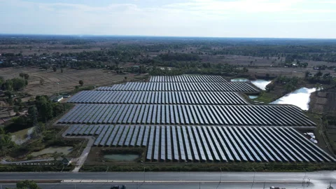 Aerial view Solar cell panel  Stock Footage 233768564