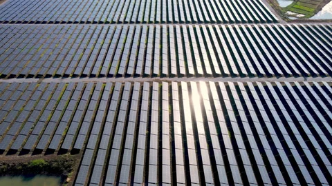 Aerial view Solar cell panel  Stock Footage 233768842