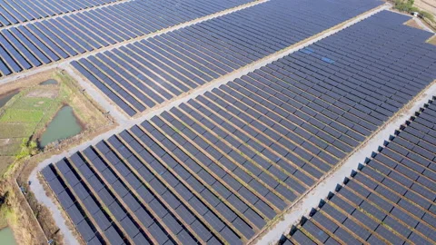 Aerial view Solar cell panel  Stock Footage 233769457