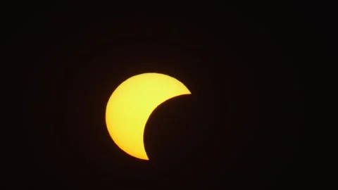 Aerial view of solar eclipse in the dark sky, Poland. Stock Footage 342468775