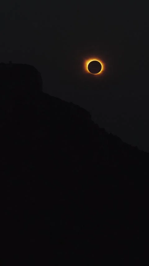 Aerial view of solar eclipse over Dragonera island, Spain. Stock Footage 342325915