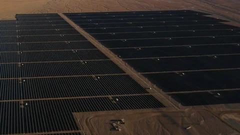 Aerial View Solar Energy Modules Farm Power Plant at Atacama Desert Video stock 113102507